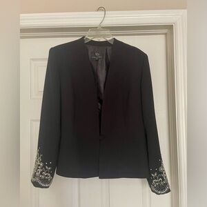 Sandra Darren Black Jacket with Embellished Beaded Sleeves
